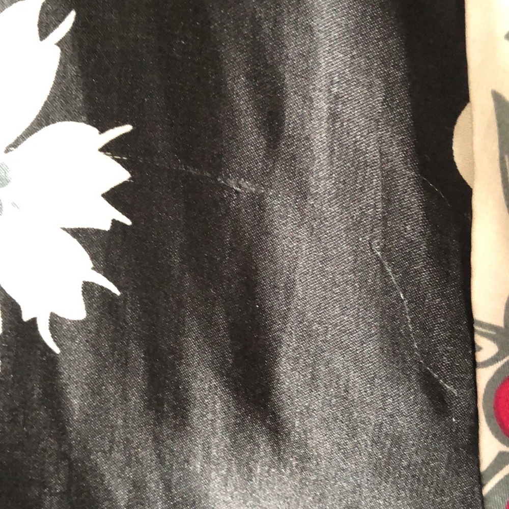 Silky Black Floral Satin Kimono Robe with Pink Accents - Picture 10 of 10